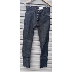 Gustin Selvedge Jeans Mens 31x34 Slim Fit Blue Raw Denim Red/White Stripe #66